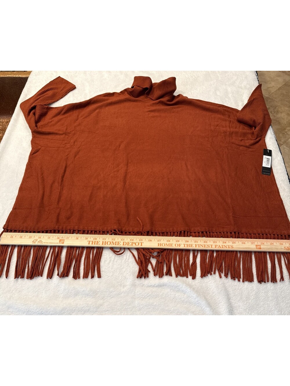 Cyrus Women's Ribbed Turtleneck Fringe Long Sleeve Sweater L Burnt Orange NWT - Picture 6 of 9